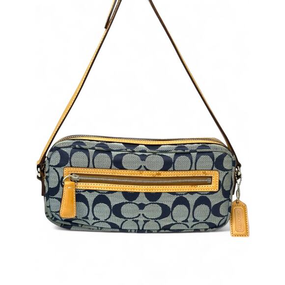 Coach Vintage Y2K Signature Blue Canvas Mini Shoulder Bag - Picture 2 of 13